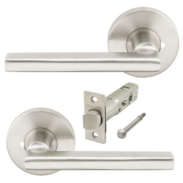 Inox RA243 Sunrise w/MicroArmor Tubular Privacy, 2-3/4" Backset, Satin S/S RA243L472-32D-AM